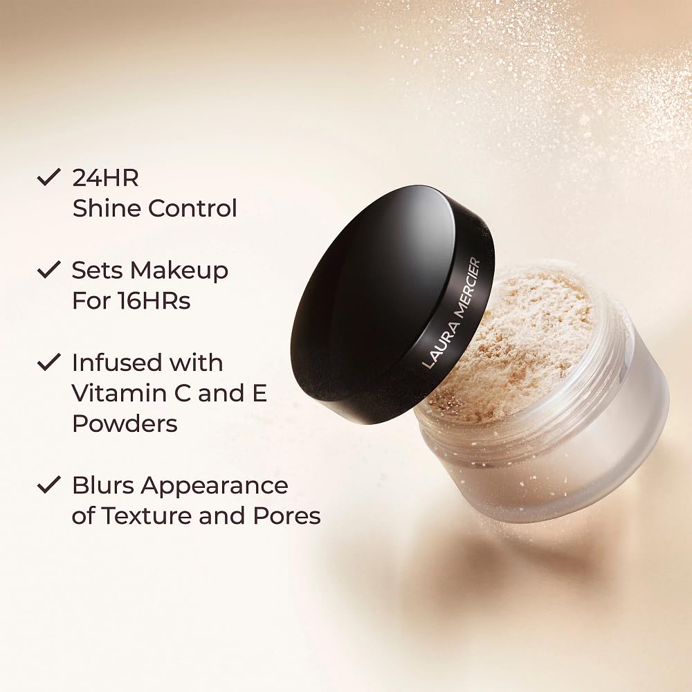 Laura Mercier Translucent Loose Setting Powder, 24HR Shine Control, Infused with Vitamins C + E, Soft Matte Finish, Normal to Oily Skin, 4 Shades Beauty & Personal Care Laura Mercier