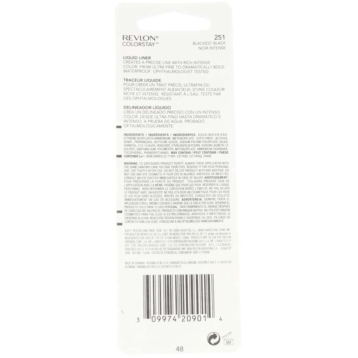 Revlon ColorStay Liquid Liner Eye Makeup, Blackest Black [251], 0.08 oz (Pack of 2) Beauty & Personal Care REVLON