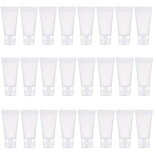 24PCS 30ml/1oz Empty Portable Refillable Clear Plastic Cosmetic Soft Tubes Bottles with Flip Cover Makeup Sample Travel Packing Container Holder Vial Beauty & Personal Care vipolish