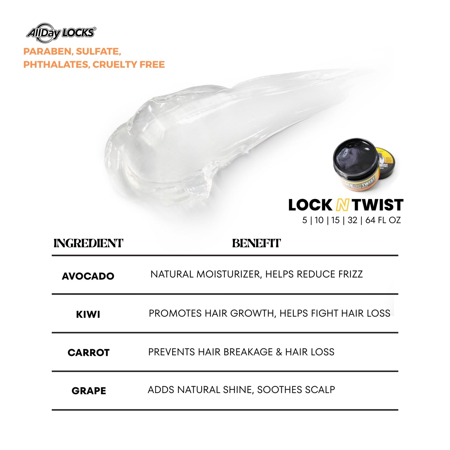 AllDay Locks Lock N Twist Supreme Hold - Extreme Styling Control for Locs, Microlocs, Twists, and Retwists, Provides Edge Control, Strong Hair Gel Beauty & Personal Care AllDay Locks