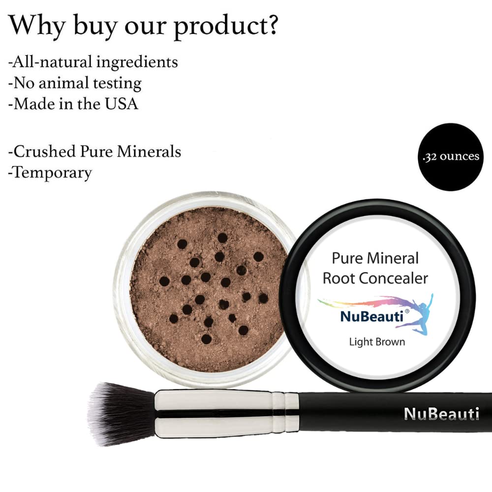 NuBeauti Hair Root Touch Up Powder, Light Brown - 11 True-to-Nature Root Concealer Shades, Long-lasting, Fragrance, Talc, Parabens Free, With Brush Beauty & Personal Care NuBeauti