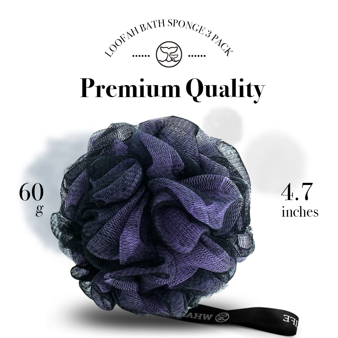 Loofah Sponge Bath Sponge for Women Men 4 Pack (Purple Blue Red Green) Beauty & Personal Care WhaleLife