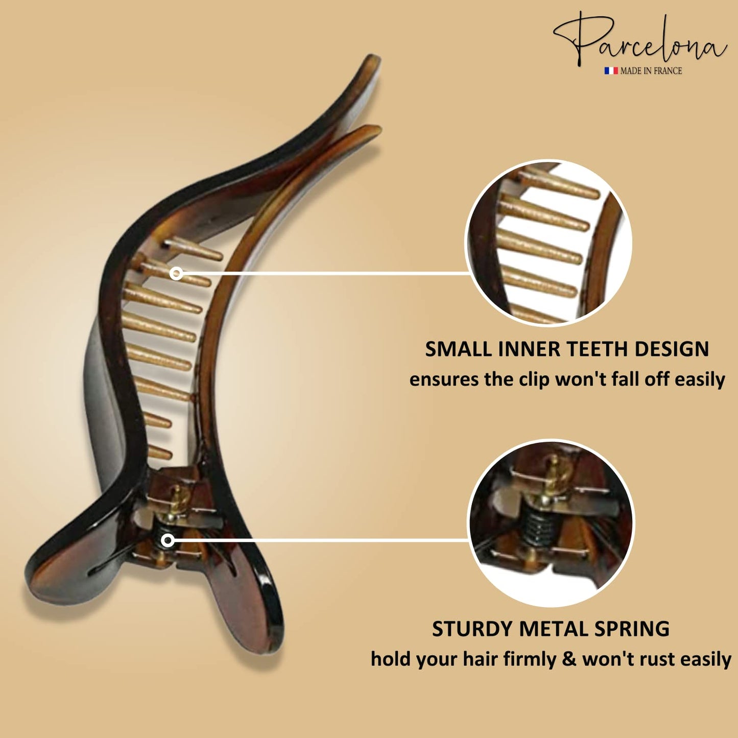 Parcelona French Brill Beak Medium 4 1/2" Shell Small Salon Hinge Slide in Beak Slider Claw Clip Clamp for Women Beauty & Personal Care Parcelona