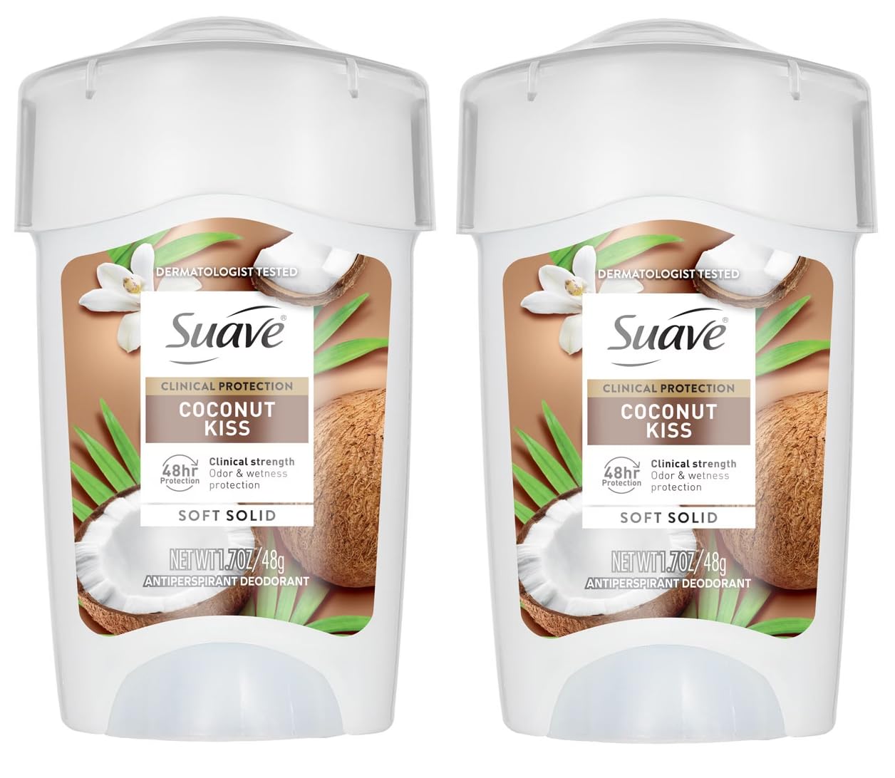 Suave Clinical Antiperspirant Deodorant, Coconut Kiss, 1.7 oz(2 Pack, Packaging May Vary) Beauty and Personal Care Suave