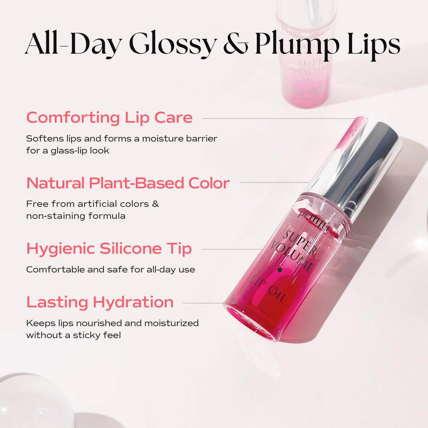 Petitfee Lip Oil Super Volume 0.10 Oz - Plumping, Moisturizing, Glass Lips, Plump Lip Oil with Herbal Ingredients, Revitalizing, Volumizing Beauty and Personal Care Petitfee