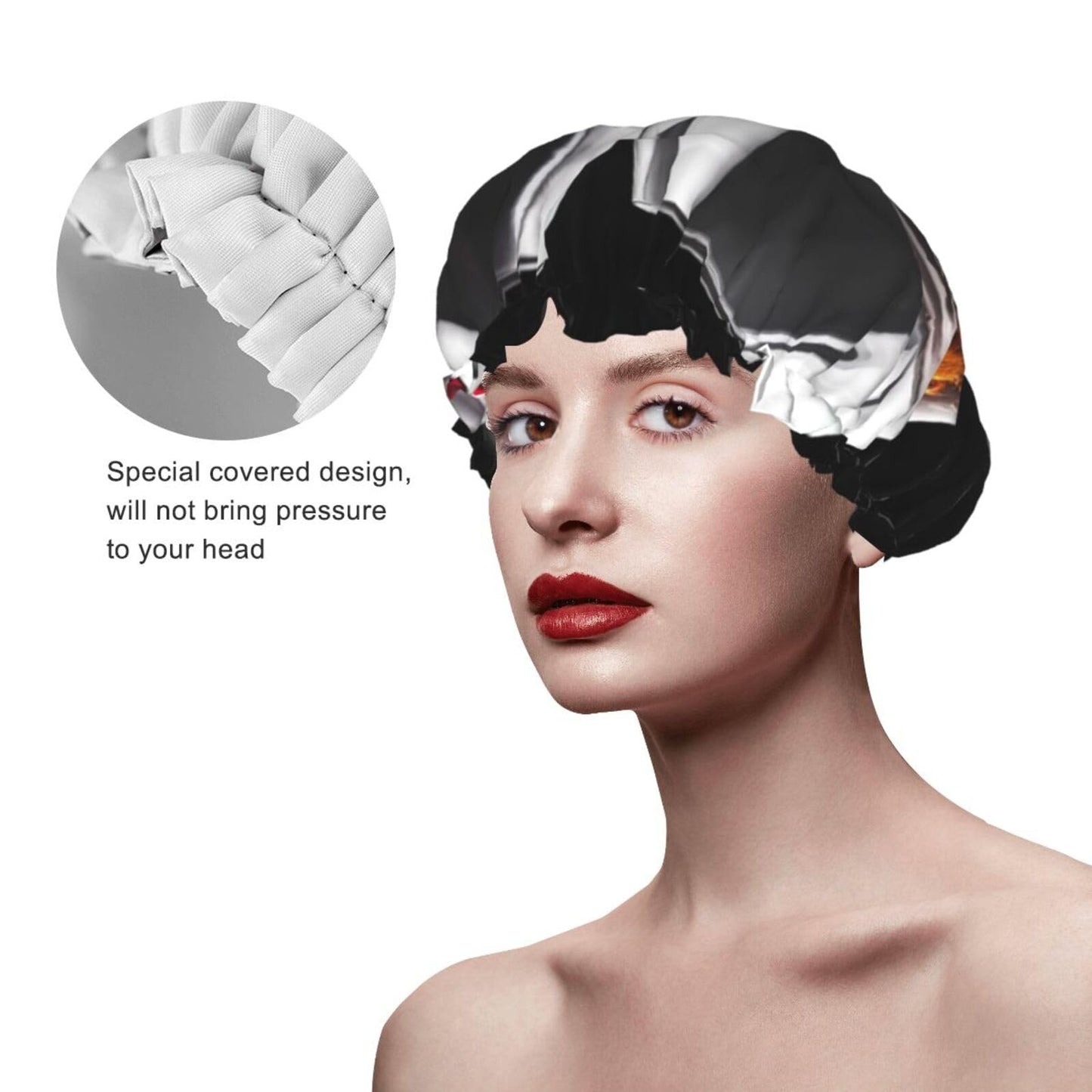 Red Wine Glasses Shower Cap for Women Men Large Reusable Shower Bonnet Double-Layer Waterproof Bath Caps Elastic Band Hair Hat for All Hairstyles Beauty and Personal Care BWLHJKE