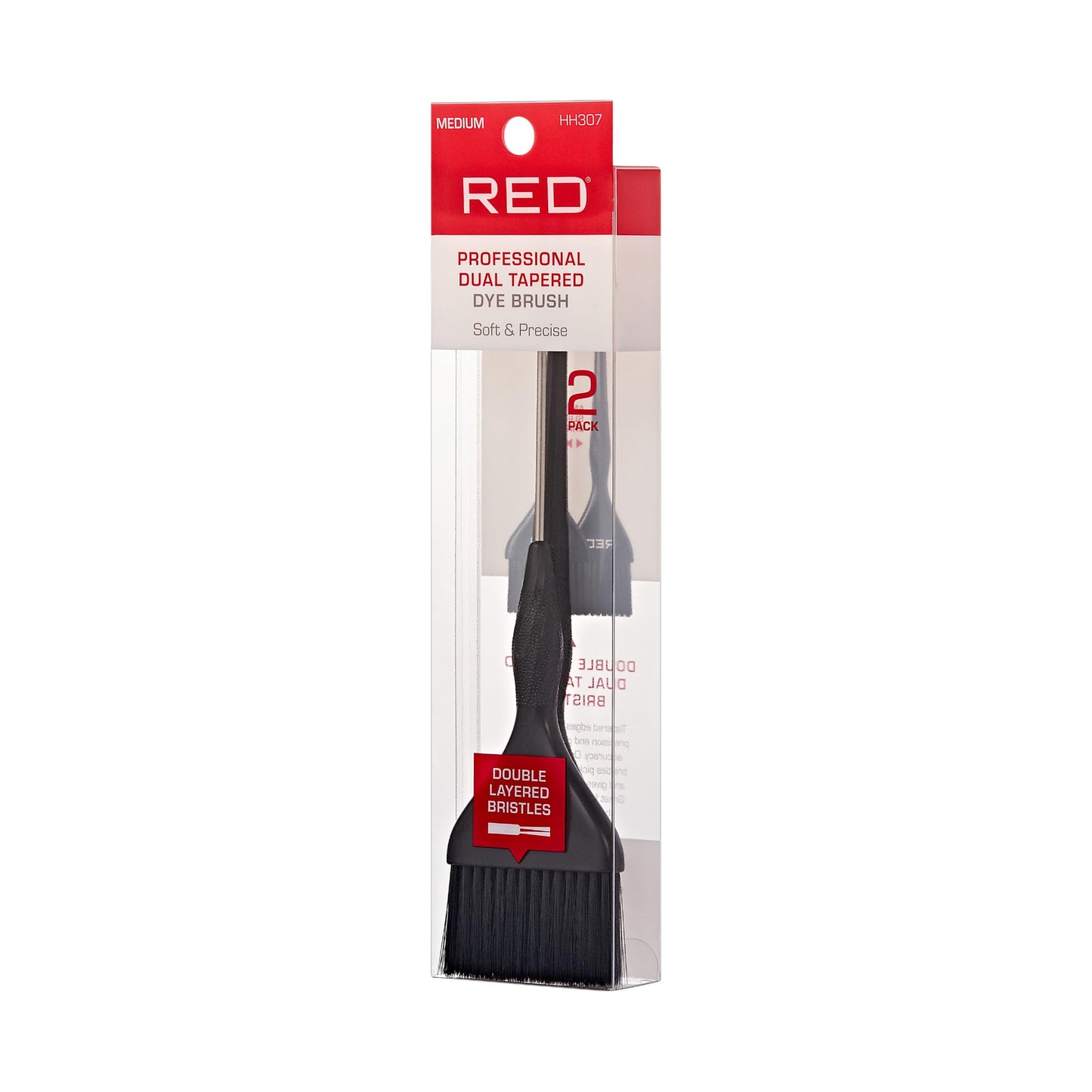 RED by Kiss Professional Dual Tapered Hair Dye Brush, Double Layered Bristles, Non-Slip Spiral Handle, Salon Precision Tool (Medium, 2PK) Beauty & Personal Care Red by Kiss