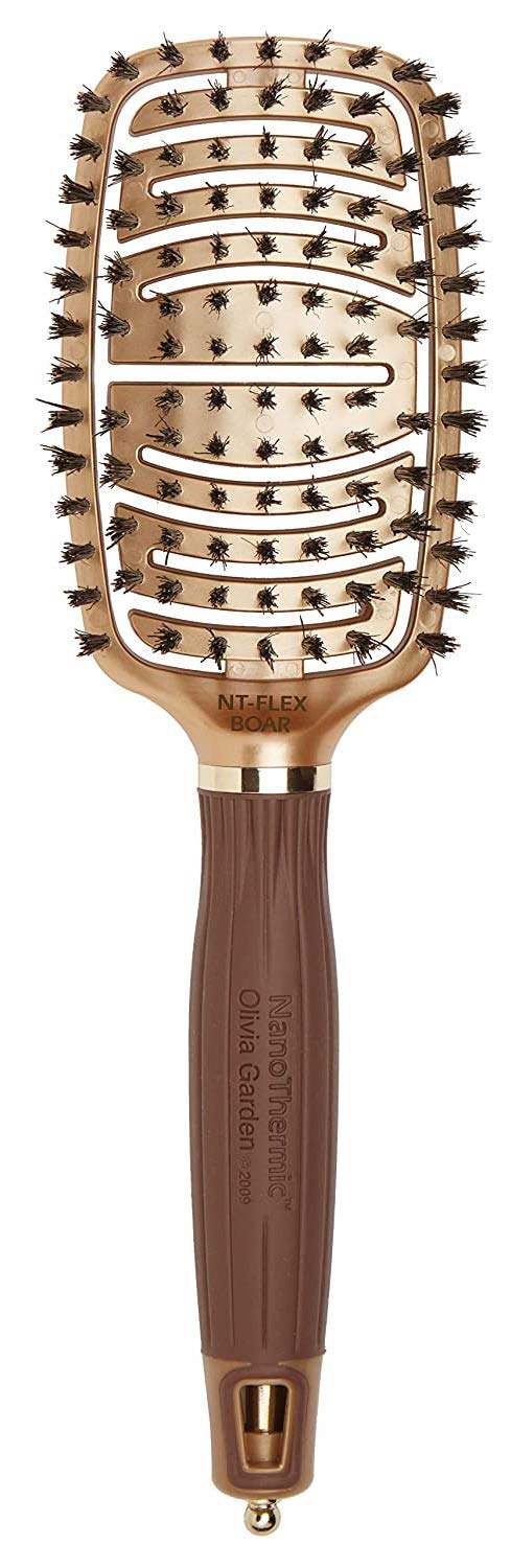 Olivia Garden NanoThermic Ceramic + Ion Flex Scalp-Hugging & Vented Hair Brush NT-FLEXBR (Boar) Beauty & Personal Care Olivia Garden