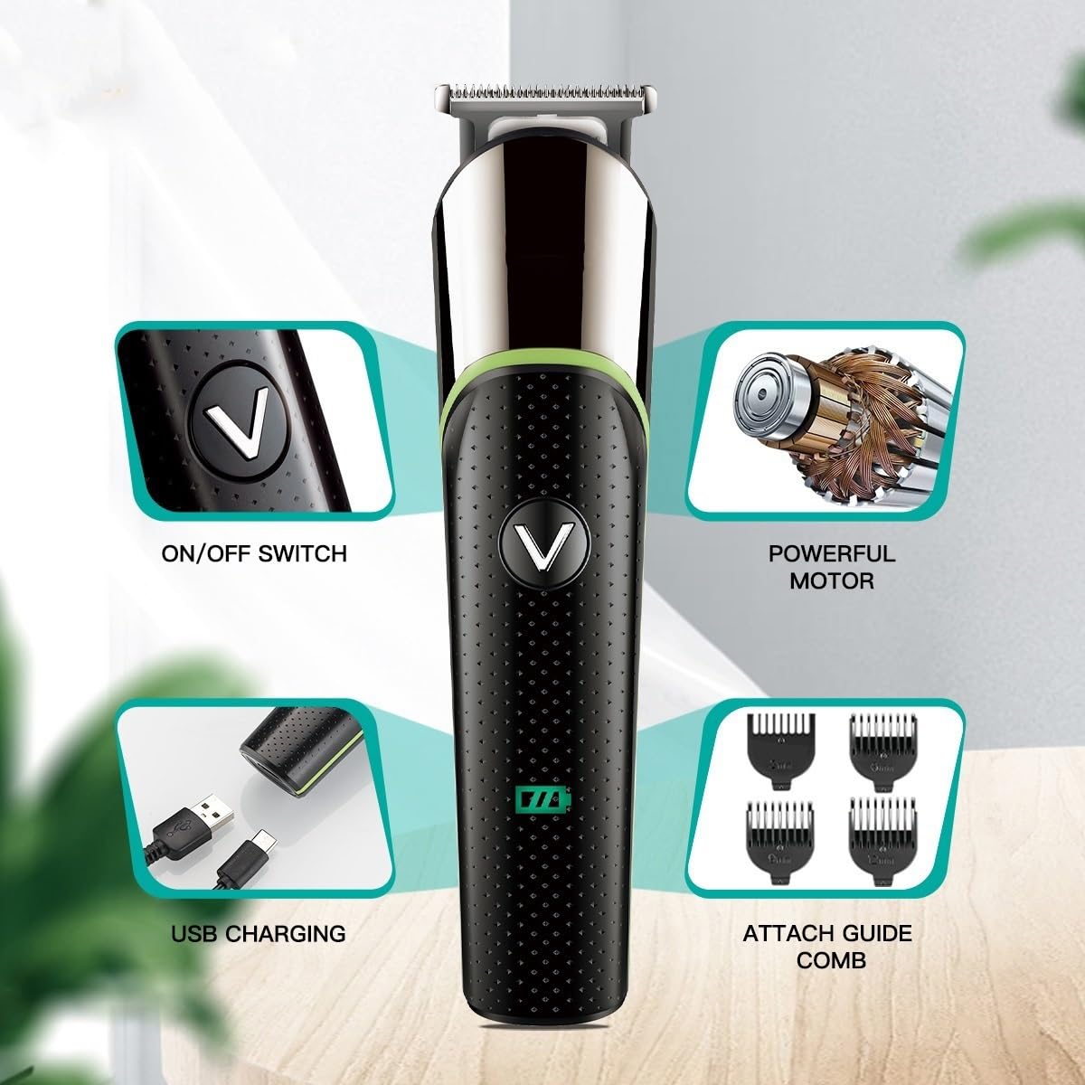 GLESVOWIO Hair Clippers for Men Hair Trimmer Professional Barber Rechargeable Hair Cutting Machine Cordless Haircut Machine Adjustable Trimmer for Men Beauty and Personal Care GLESVOWIO