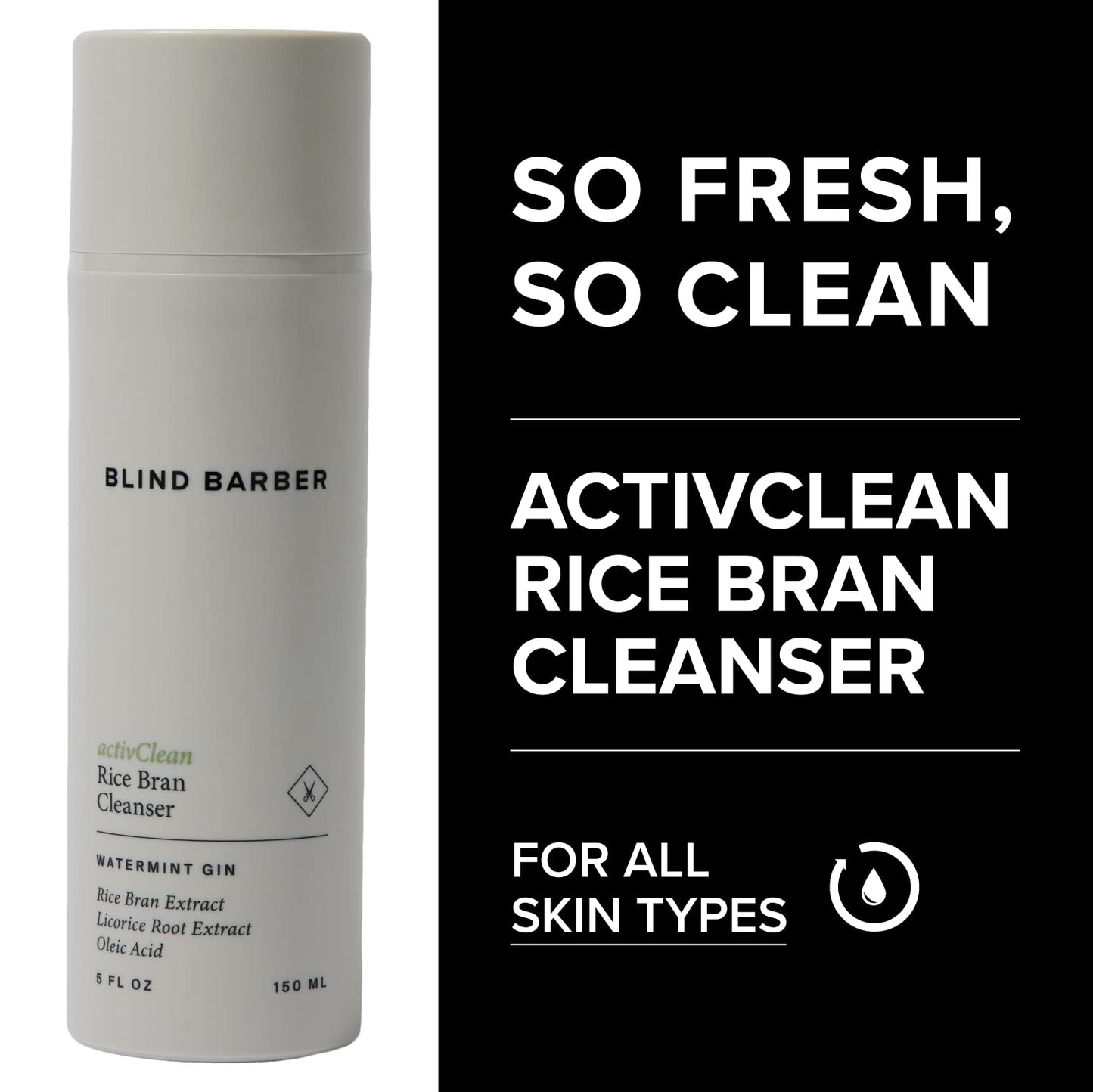 Blind Barber activClean Rice Bran Daily Face Cleanser for Men - Hydrating Foaming Facial Cleanser with Rice Bran Extract & Oleic Acid (5oz / 150ml) Beauty & Personal Care Blind Barber