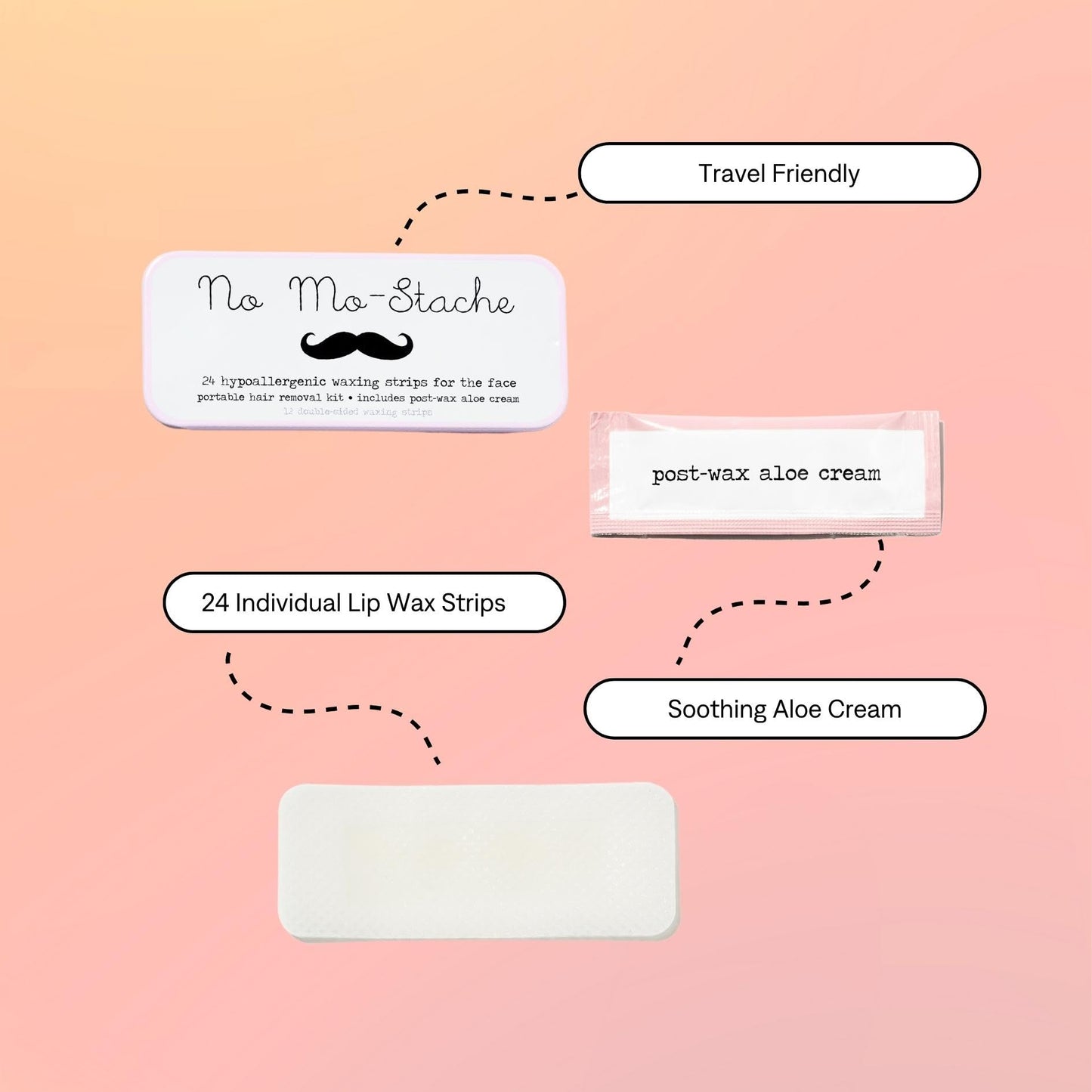 No Mo-Stache Shark Tank Lip Wax Strips for Hair Removal, 24 Hypoallergenic Waxing Strips For Upper Lip, Chin, Eyebrows, and Face Beauty and Personal Care No mo-stache