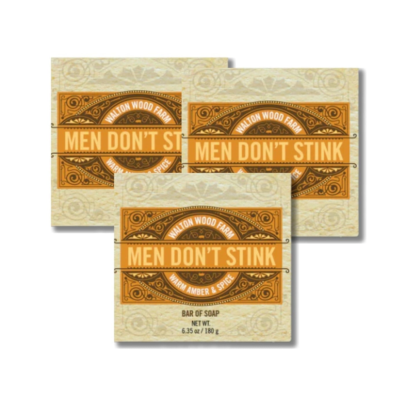 Walton Wood Farm, 6.35 oz Soap Bar, (Men Don't Stink, Warm Amber & Spice 3 Pack) Beauty & Personal Care Walton Wood Farm