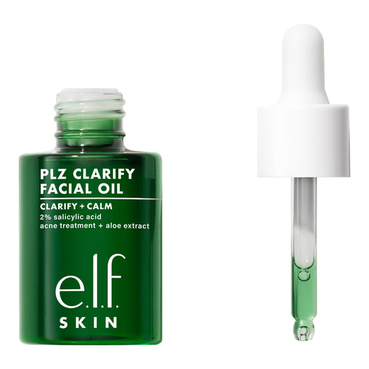 e.l.f. SKIN PLZ Clarify Facial Oil, Face Oil For Treating & Preventing Acne, Helps Calm Redness, Made with Salicylic Acid, Vegan , 1 oz Beauty & Personal Care e.l.f.