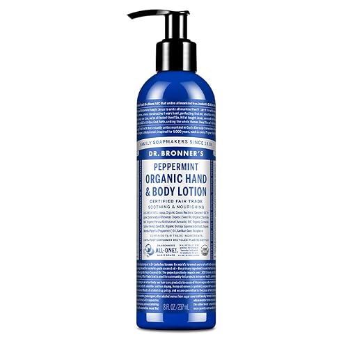 Dr. Bronner's Organic Lotion (Peppermint, 8 Ounce) - Organic Moisturizer for Hands, Face & Body - Vegan, Non-GMO Beauty & Personal Care Dr. Bronner's