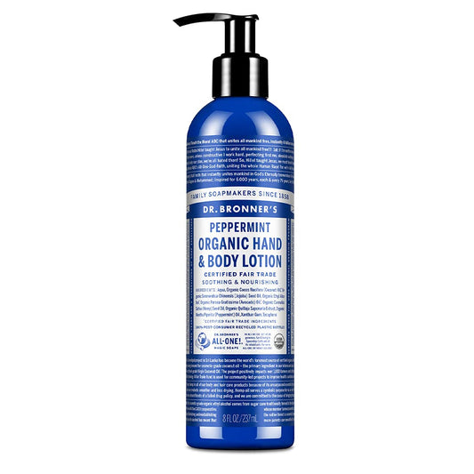 Dr. Bronner's Organic Lotion (Peppermint, 8 Ounce) - Organic Moisturizer for Hands, Face & Body - Vegan, Non-GMO Beauty & Personal Care Dr. Bronner's