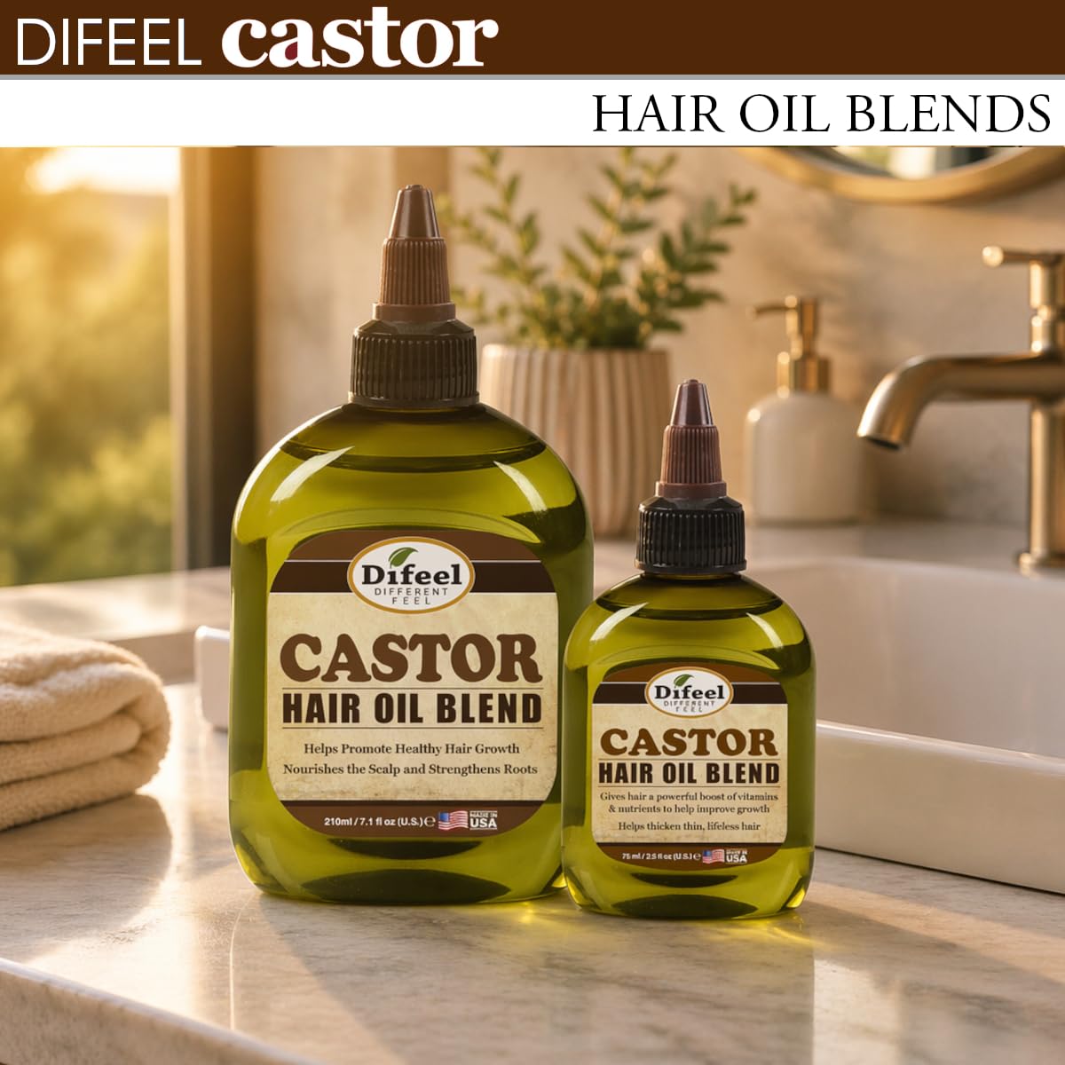 Difeel Mega Care Castor Hair Oil Blend 7.1 oz. - Blended Castor Oil for Hair Growth