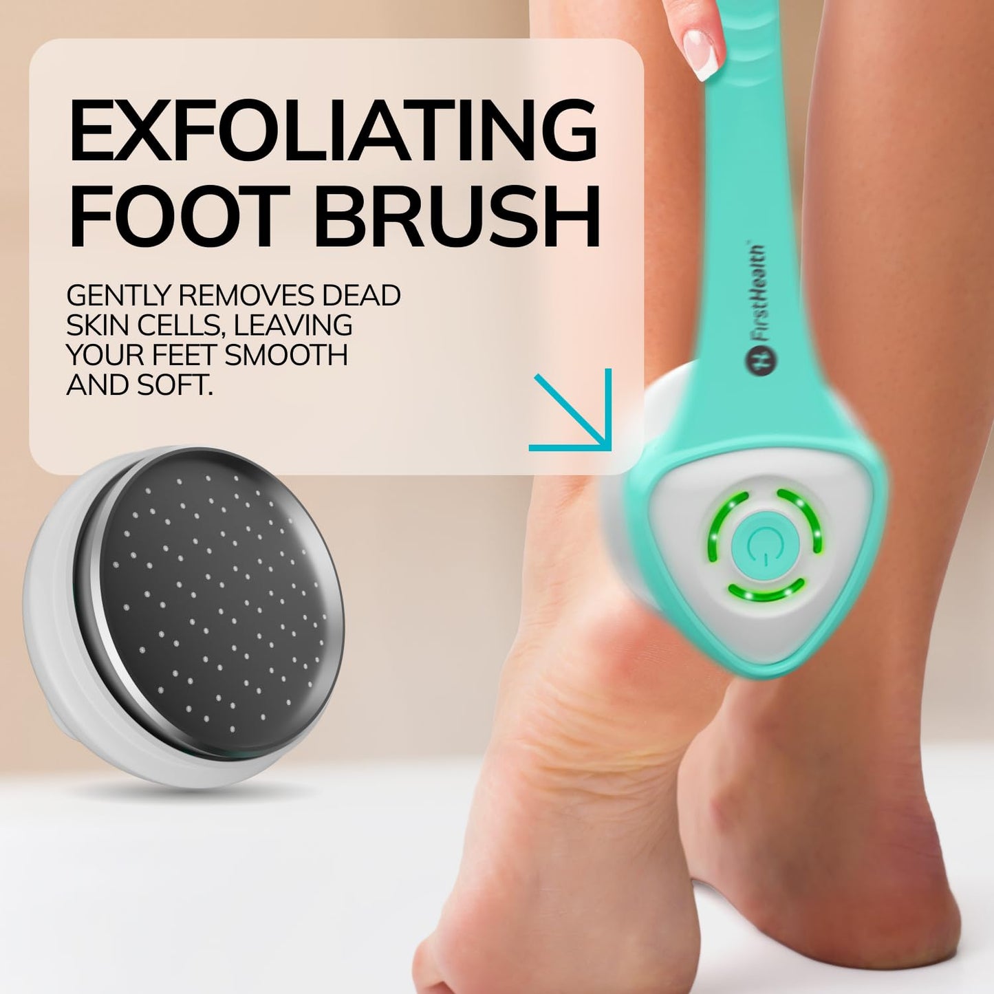FIRSTHEALTH 6-in-1 Electric Exfoliating Body Scrubber for Women & Men, USB-C Rechargeable IPX7 Waterproof Shower Brush, Detachable Long Handle Back Beauty and Personal Care FIRSTHEALTH