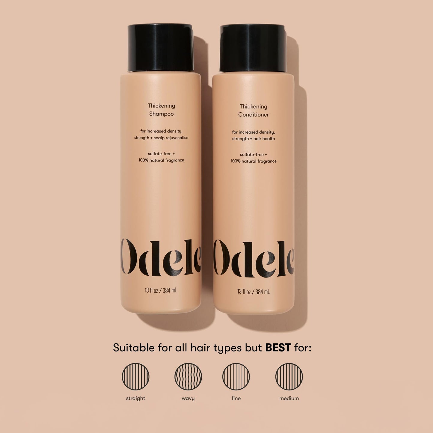 Odele Hair Thickening Shampoo and Conditioner Set, Increases Density & Strength, for Straight or Wavy Hair Types, 13 Fl Oz Each (Pack of 2) Beauty & Personal Care Odele