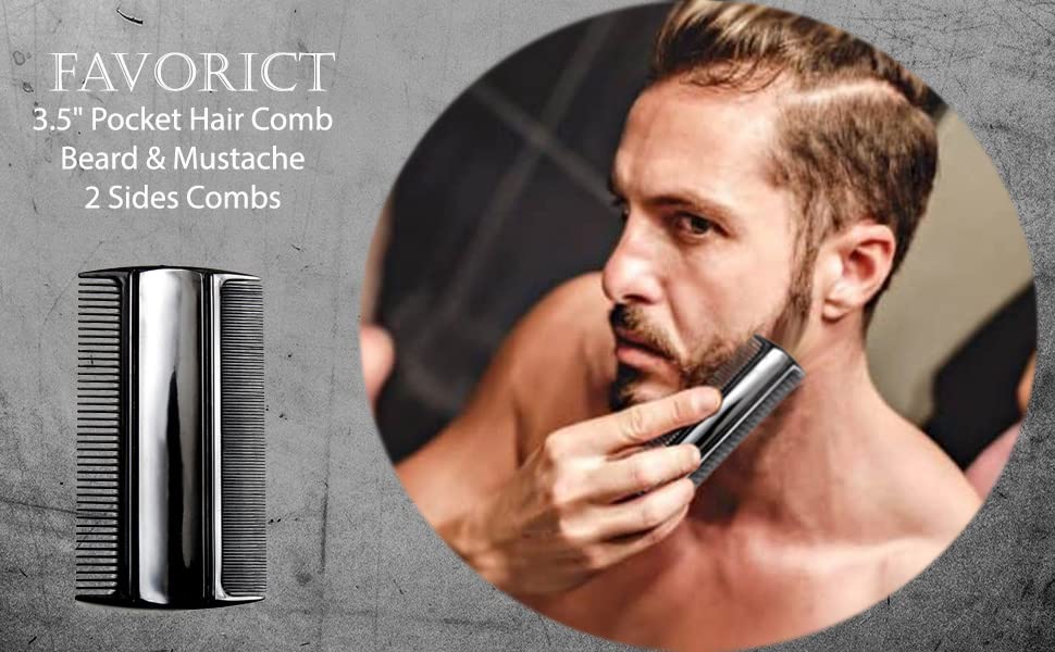 Favorict (3 Pack) 3.5" Pocket Hair Comb Beard & Mustache 2 Sides Combs for Men's Hair Beard Mustache and Sideburns (Black) Beauty and Personal Care Favorict