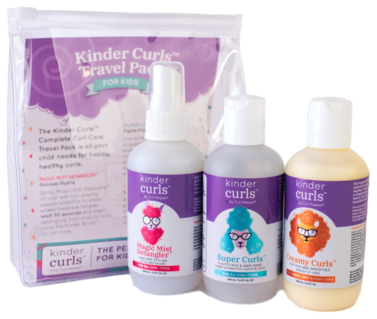 CURL KEEPER - Kinder Curls Kinder Travel Set - Complete Children's Hair Care Travel Set to Detangle, Define, and Soften Curly Hair (3.4 oz / 100 ml) Beauty & Personal Care Curly Hair Solutions