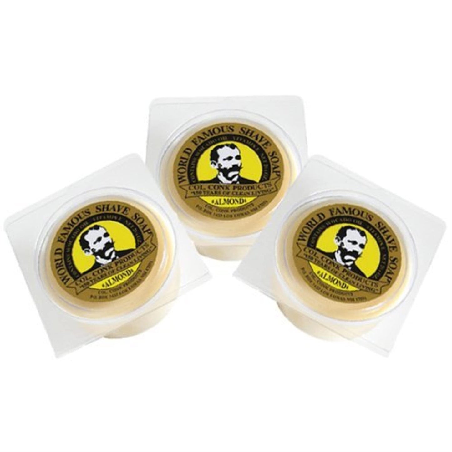 Col. Conk World's Famous Shaving Soap, Almond 3 - Pack Each Net Weight 2.25 Oz by Colonel Conk Beauty and Personal Care Rosponse