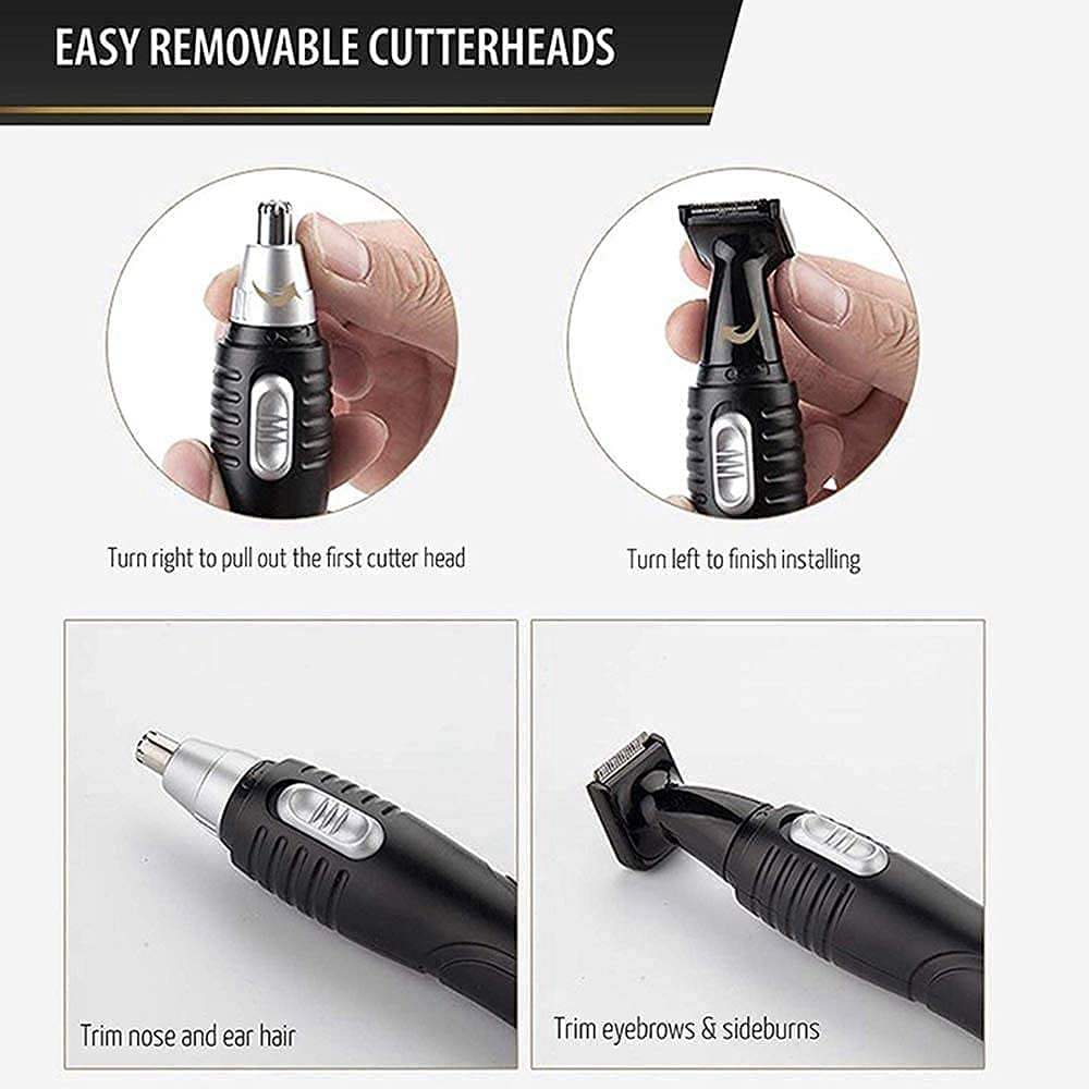 LEONYS Ear and Nose Hair Trimmer Clipper, Portable Painless Eyebrow & Facial Hair Trimmer for Men Women, Battery-Operated Trimmer (Black) Beauty and Personal Care LEONYS