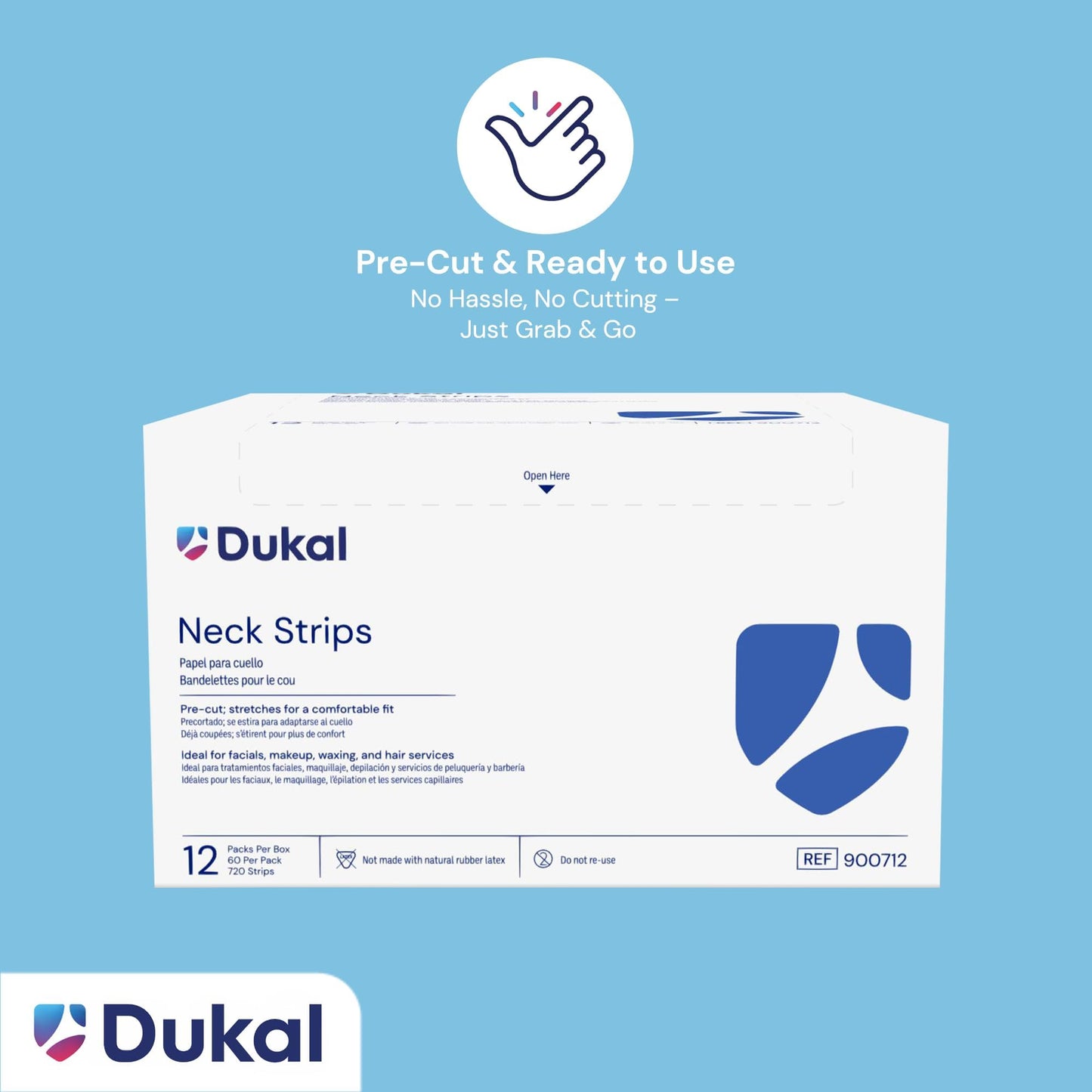 Dukal Barber Neck Strips - Ultimate Comfort, White, Disposable, 60 Count - Stretchable, Hygienic, Professional Neck Paper for Salons & Barbers, Single Beauty and Personal Care Dukal