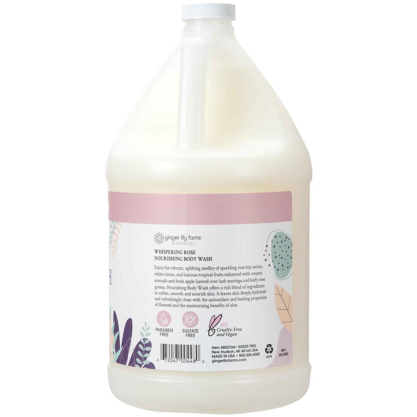Ginger Lily Farms Botanicals Nourishing Body Wash, 100% Vegan & Cruelty-Free, Whispering Rose Scent, 1 Gallon (Pack of 4) Beauty & Personal Care Ginger Lily Farms