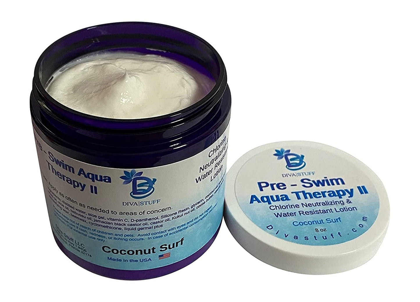 Diva Stuff Pre-Swim Aqua Therapy Chlorine Neutralizing Body Lotion, Protects Skin From Chlorine and Salt Water (Coconut Surf Water Resistant) Beauty & Personal Care Diva Stuff