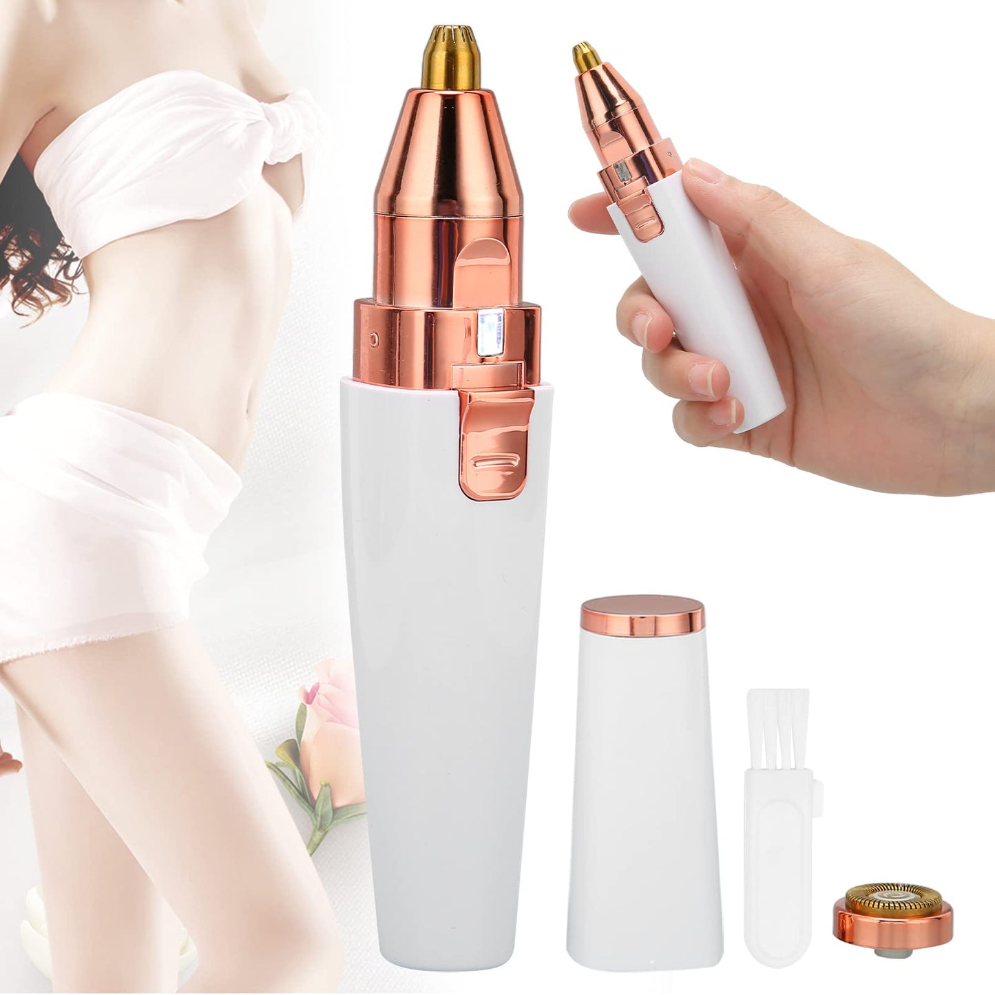 Hair Remover for Women,Rechargeable Eyebrow Trimmer & Hair Remover 2 IN 1 Eyebrow and Painless Hair Remover Eyebrow Lips Body Hair Removal for Women Beauty and Personal Care ZJchao
