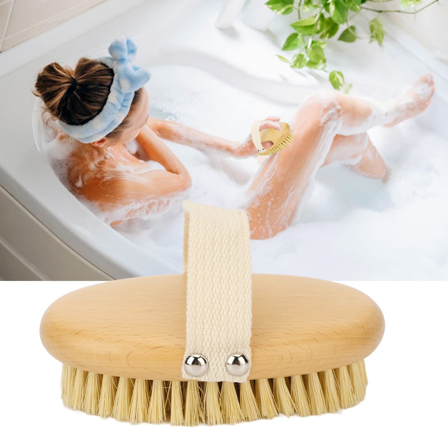 Body Brush, Exfoliating Body Skin Scrubber, Beech Wood Skin Brush with Massage Effect for Legs Foot, Skin Firming Removes Dead Skin, for Body, Back Beauty and Personal Care YUYTE