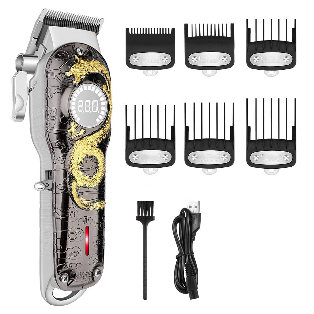 Hair Clippers for Men, Professional, Cordless for Cutting, Beard Trimmer, Barber with Power Motor,LED Display,6 Limit Combs,Rechargeable Electric Beauty and Personal Care QDKVTNDJZ