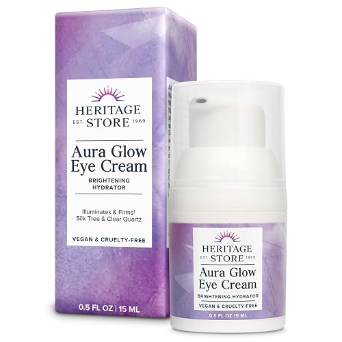 HERITAGE STORE Aura Glow Eye Cream, Under Eye Brightener & Hydrator, Minimizes look of Puffiness, Dark Circles, Fine Lines & Wrinkles w/Bakuchiol Beauty & Personal Care HERITAGE STORE