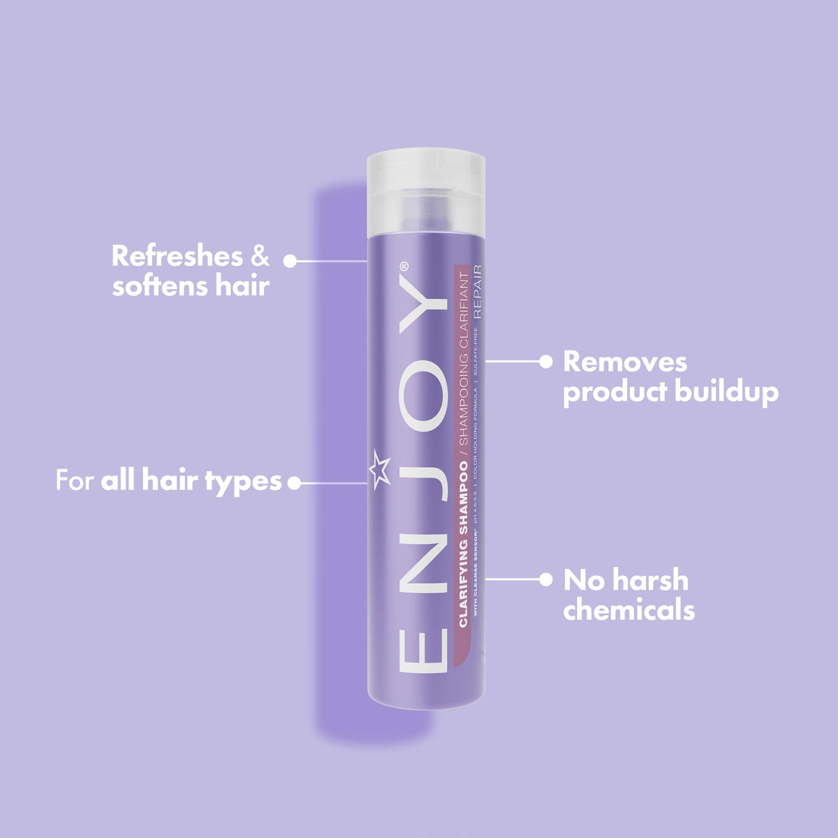 Enjoy Clarifying Shampoo - Deep Cleansing & Chelating Sulfate-Free Hair Detox - Removes Hard Water Minerals, Chlorine & Product Buildup - pH Balanced
