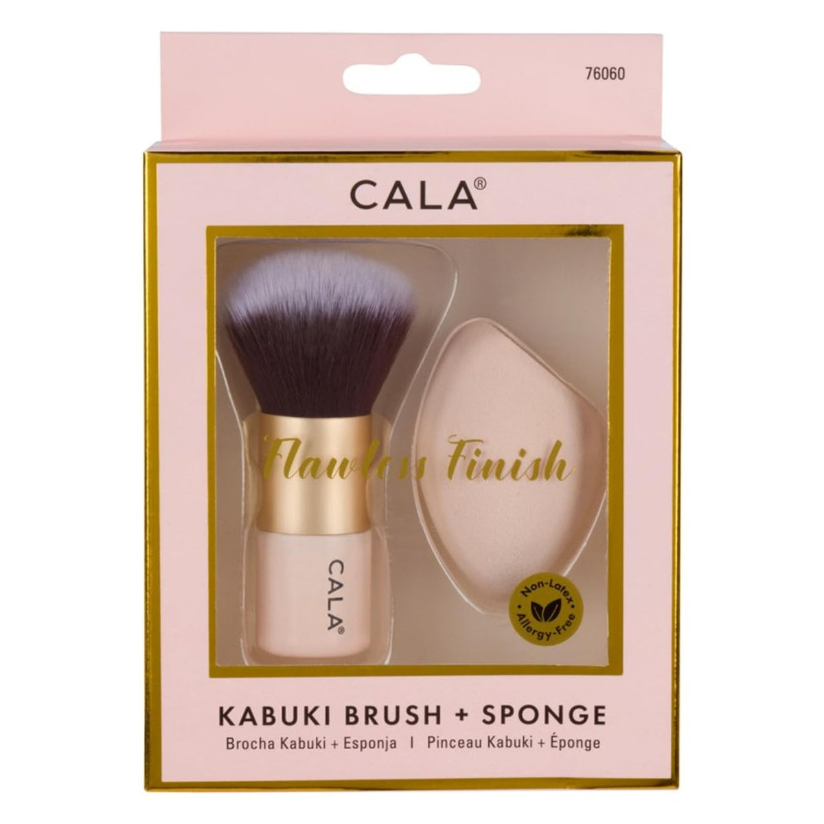 CALA Kabuki Brush and Sponge Set, Pink