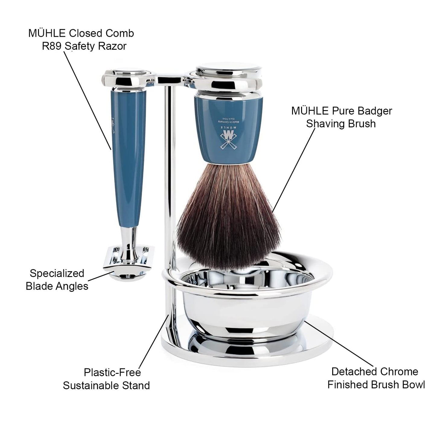 MÜHLE RYTMO Black 4-piece Black Fiber Safety Razor (Closed Comb) Shaving Set For Men - Perfect for Every Day Use, Barbershop Quality Close Smooth Beauty and Personal Care MÜHLE