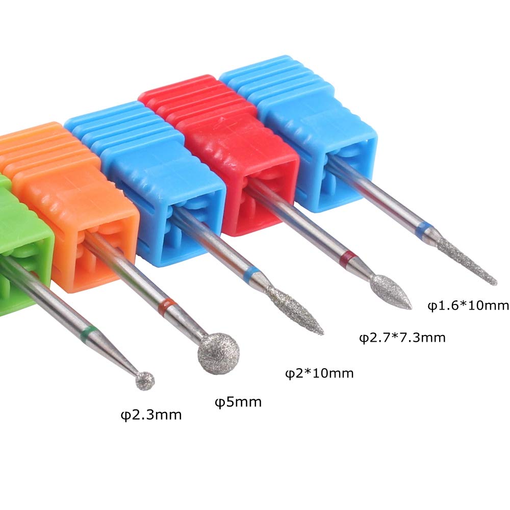 MZCMSL Diamond Cuticle Nail Drill Bits,5pcs Russian Manicure Drill Bits(Ball/Flame/Needle),3/32 Shank Cuticle Remover Bit Kit Beauty & Personal Care MZCMSL