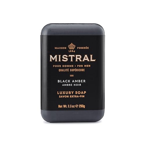 Mistral Black Amber Luxury Bar Soap for Men | Men’s Natural Soap Bar | Paraben, Phthalats Free | Moisturizing & Triple-Milled Natural Soap for Men Beauty & Personal Care Mistral