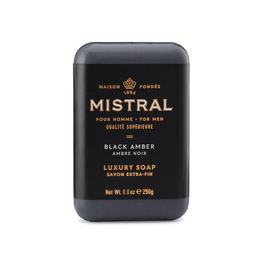 Mistral Black Amber Luxury Bar Soap for Men | Men’s Natural Soap Bar | Paraben, Phthalats Free | Moisturizing & Triple-Milled Natural Soap for Men Beauty & Personal Care Mistral