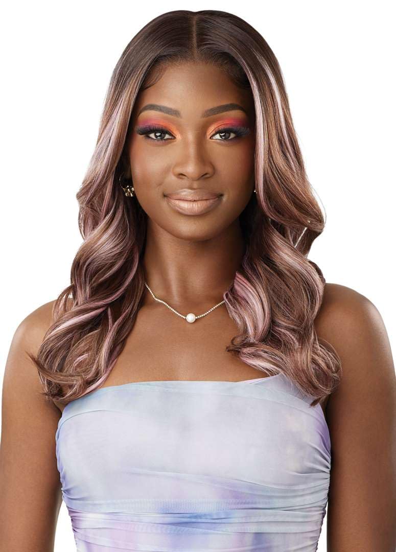 Outre Airtied 100% Fully Hand-Tied Wig - Human Hair Blend - Natural Wave 20" (DR COPPER BROWN)