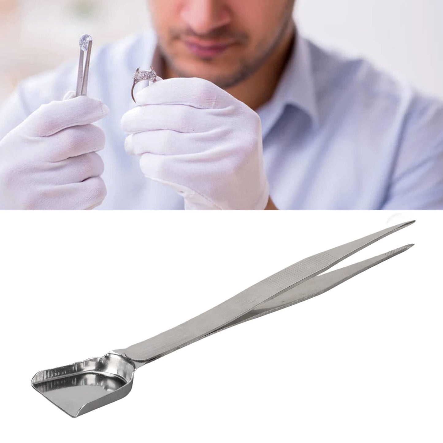 Pwshymi Jewelry Shovel End Tweezer,Bead Scoop Pickup Tool Jewelry Tweezers Long Handle Portable Handy Scoop Tweezer Prevent Slip for Stones Scoop Away Beauty and Personal Care Pwshymi