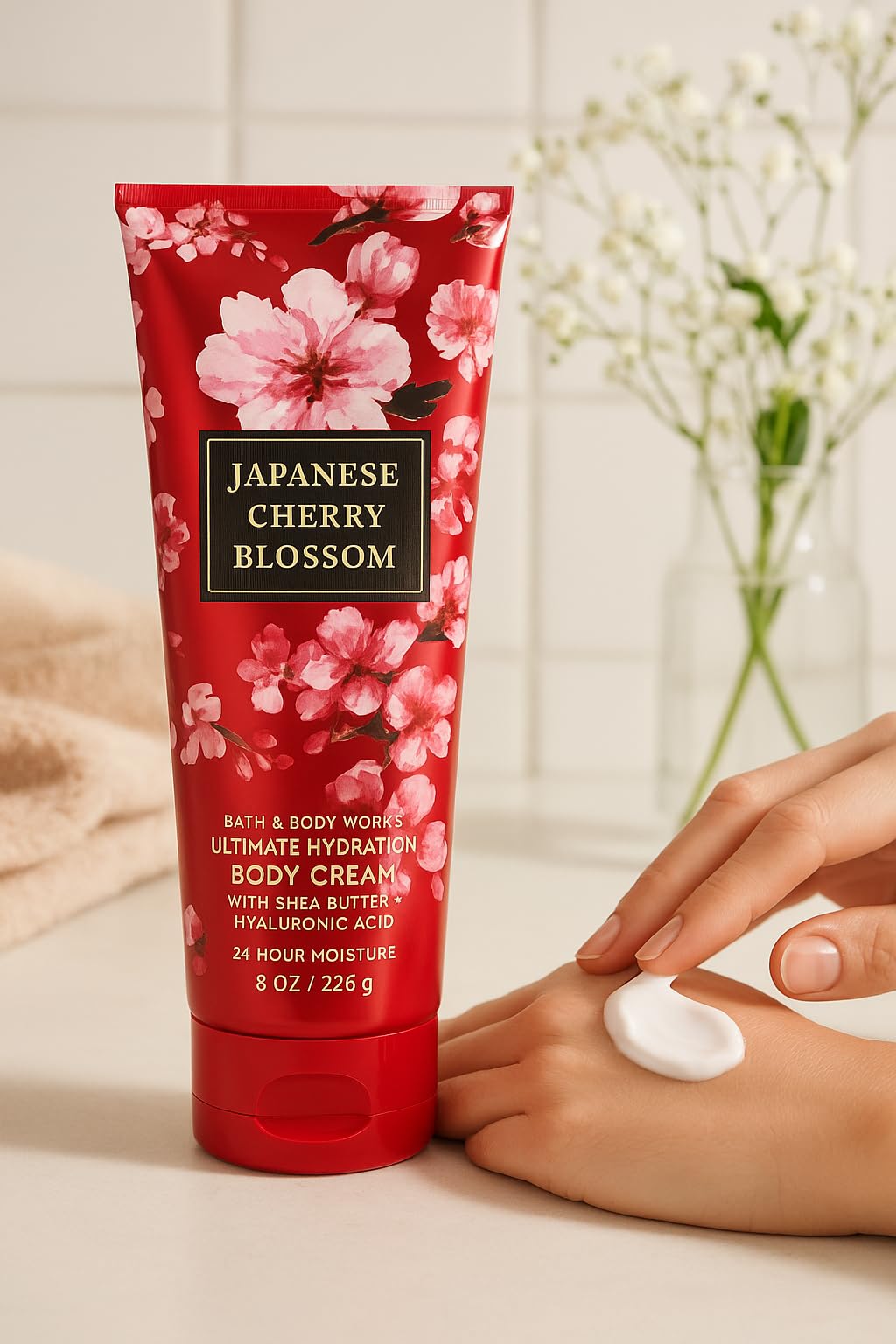 Bath & Body Works Japanese Cherry Blossom Ultimate Hydration Body Cream, 8 oz / 226 g - Aloe, Shea Butter, Cocoa Butter, 24-Hour Moisture Beauty & Personal Care Bath & Body Works