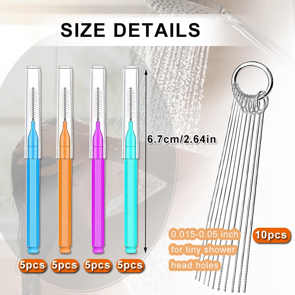 Shower Head Cleaner Tool, Multi-Size Shower Head Cleaning Brush & Shower Head Cleaner Picks for Unclogging Small Nozzles & Crevices Shower Cleaning Beauty and Personal Care ZINGSURE