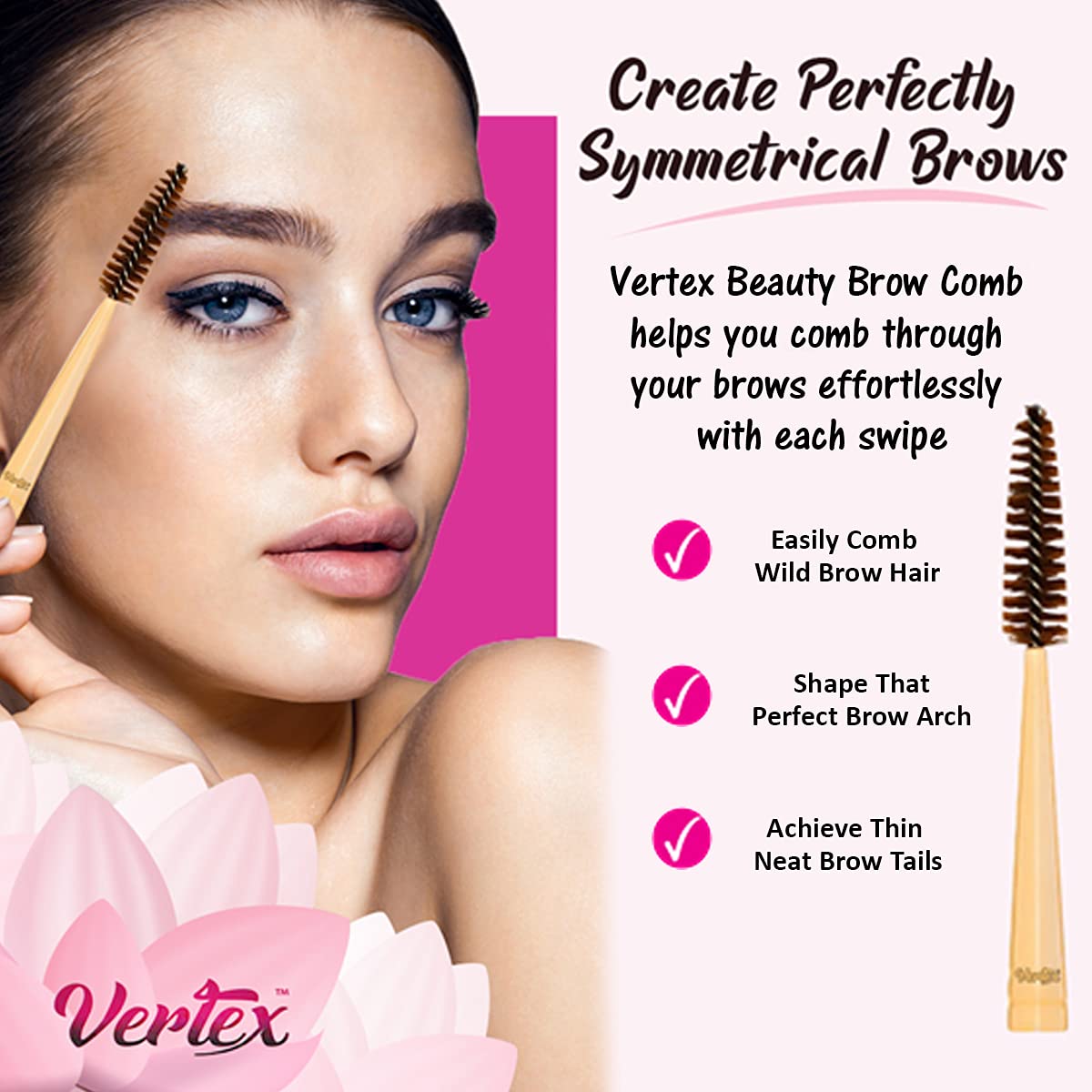 Vertex Eyebrow Brush Spoolie Comb - For Eyebrows Blending Brow Pomade | Small Angled Eyelash Brush For Longer Lashes Beauty & Personal Care Vertex