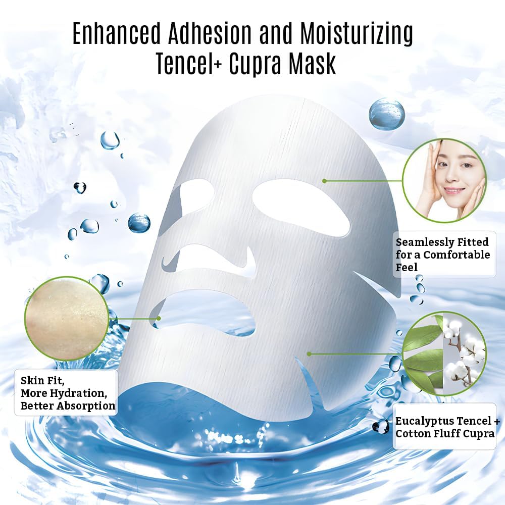 Leaders Mediu Amino Moisture Hydrating Facial Sheet Mask | Natural Mineral Water, Hyaluronic Acid, Ceramide | Anti-Aging, Soothes Dry Skin, Enhances Beauty & Personal Care Leaders Insolution