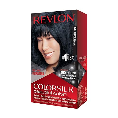 Revlon Colorsilk Beautiful Color Permanent Hair Color with 3D Gel Technology & Keratin, 100% Gray Coverage Hair Dye, Natural Blue Black, 1 Count (Pack Beauty & Personal Care REVLON