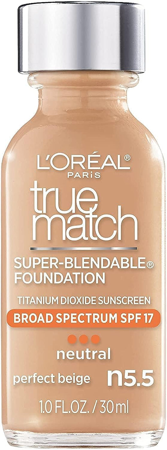 L’Oréal Paris Makeup True Match Super-Blendable Liquid Foundation, Perfect Beige N5.5, 1 Fl Oz,1 Count Beauty & Personal Care L'Oreal Paris