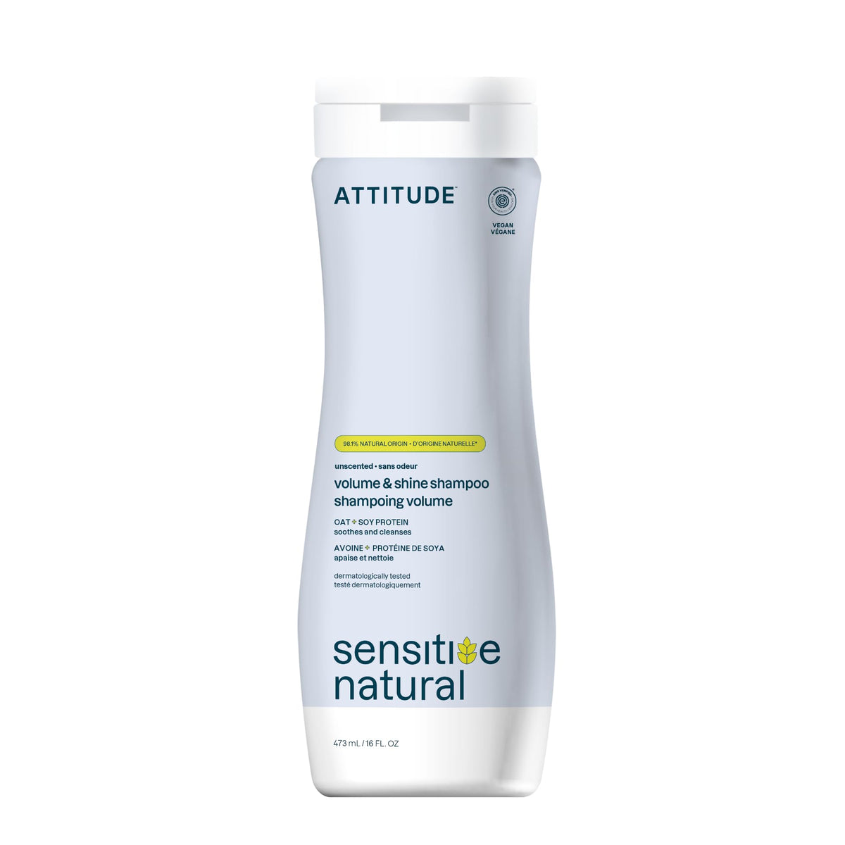 ATTITUDE Hair Shampoo for Sensitive Dry Scalp, EWG Verified, Soothing Oat, For Thin Hair, Naturally Derived Ingredients, Vegan and Plant-Based, Volume Beauty & Personal Care ATTITUDE