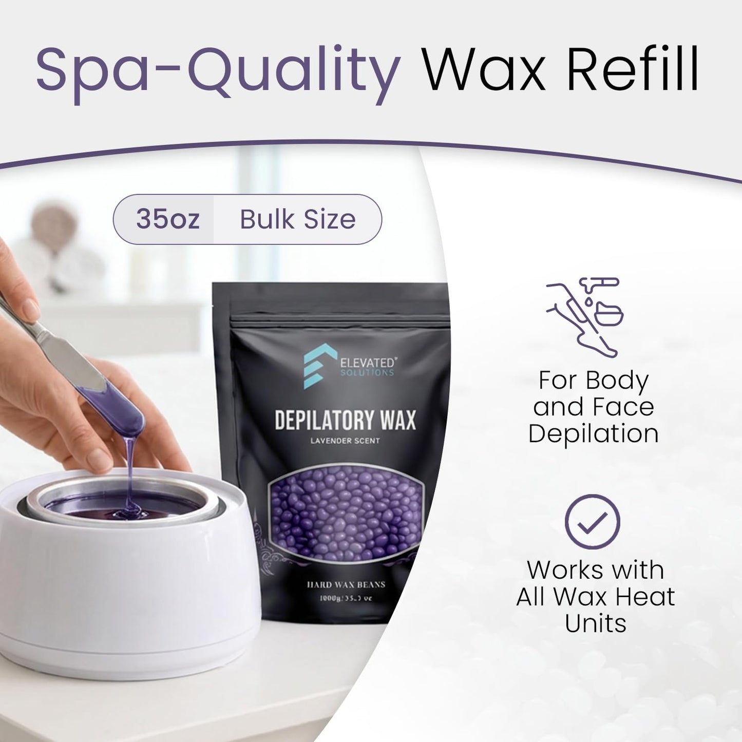 Elevated Solutions Hard Wax Beads for Hair Removal, Soothing Depilation Wax for Sensitive Skin, 35 oz (1000 gr) Beauty and Personal Care Elevated Solutions