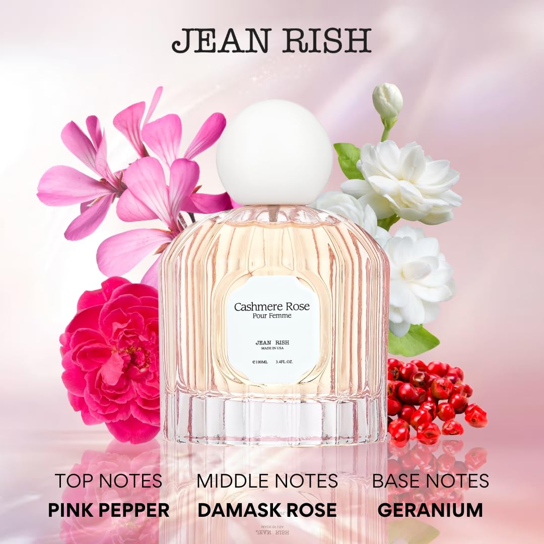 Jean Rish Cashmere Rose Perfume for Women Eau De Parfum, Long-Lasting Luxury Fragrance, Made In USA - Rose, Musk Scent - 100ml / 3.4 oz Beauty & Personal Care Jean Rish